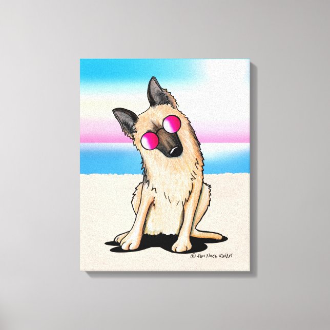 Toile KiniArt German Shepherd Beach (Recto)