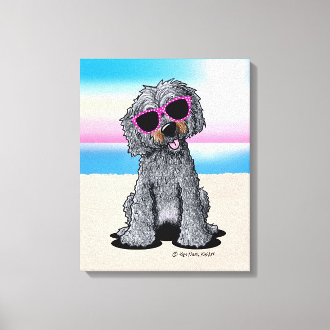 Toile KiniArt Goldendoodle Dog Beach (Recto)