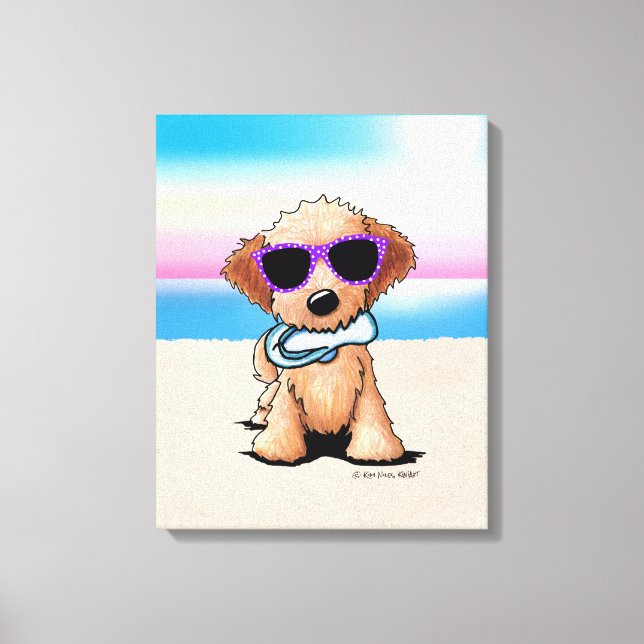 Toile KiniArt Goldendoodle Dog Beach (Recto)