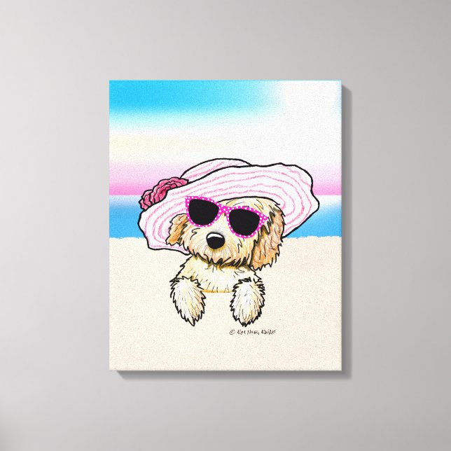 Toile KiniArt Goldendoodle Dog Beach (Recto)