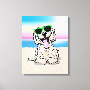 Toile KiniArt Goldendoodle Dog Beach Canvas Imprimer