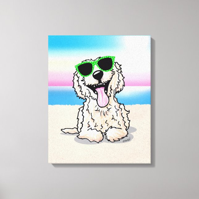 Toile KiniArt Goldendoodle Dog Beach Canvas Imprimer (Recto)