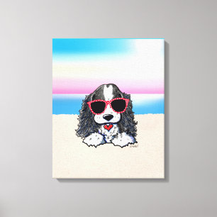 Toile KiniArt Parti Cocker Spaniel Dog Plage Canvas Prin