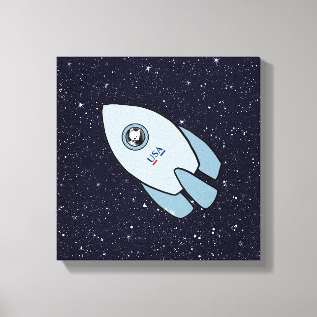 Toile KiniArt Space Rocket Chien Westie (Recto)