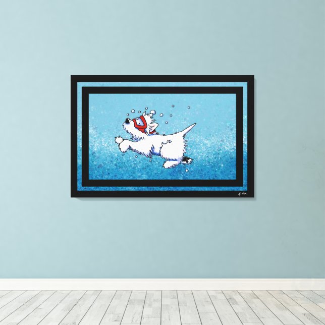 Toile KiniArt Westie Diver (Insitu (Plancher de Bois))