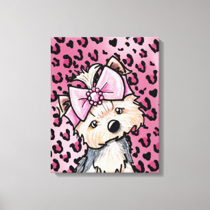 Toile KiniArt Yorkie fille léopard rose