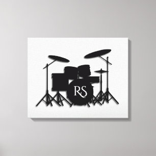 Toile Kit de batterie Monogramme Argent