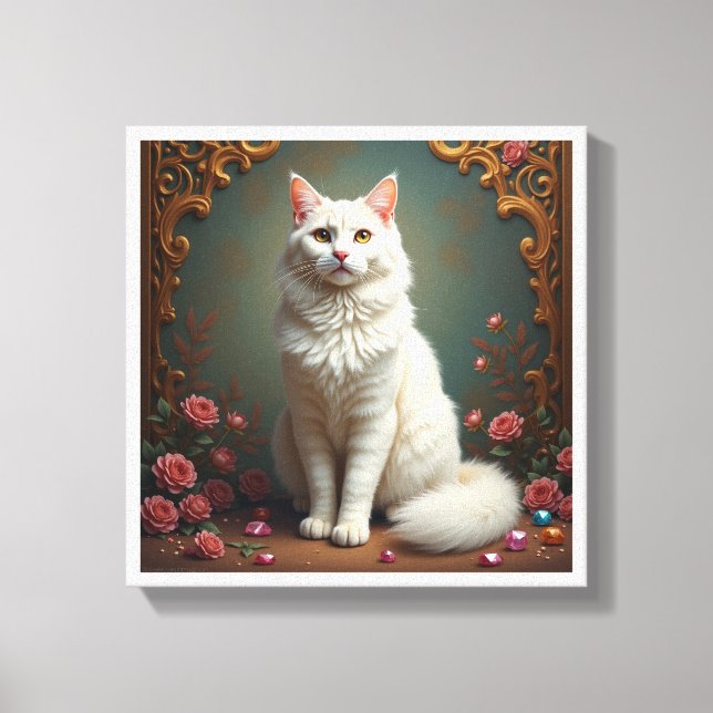 Toile Kit de peinture diamant 5D Chat Blanc  (Recto)