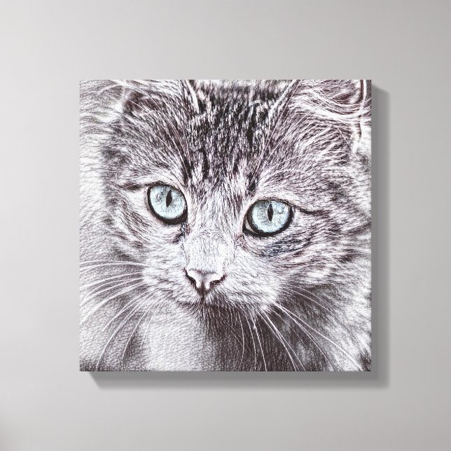 Toile Kitten Love Cute Kitty Chat aux Yeux Bleus Lumineu (Recto)