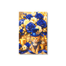 Toile Kitten Rose Bleu Royal