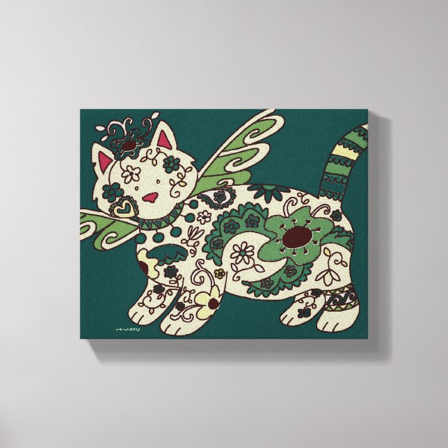 Toile Kitty Chat Ukrainien Folk Art (Recto)