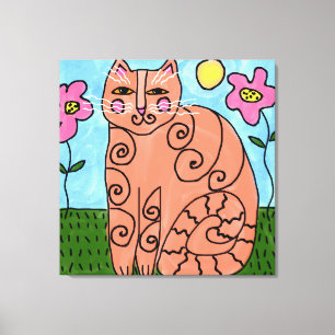 Toile Kitty in the Garden Peinture Abstraite