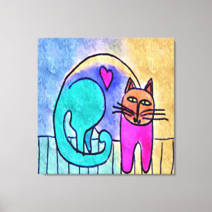 Toile Kitty Love Peinture de chats Abstraite