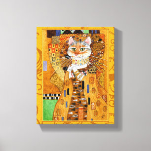 Toile Klimt Cat Woman in Gold parodie