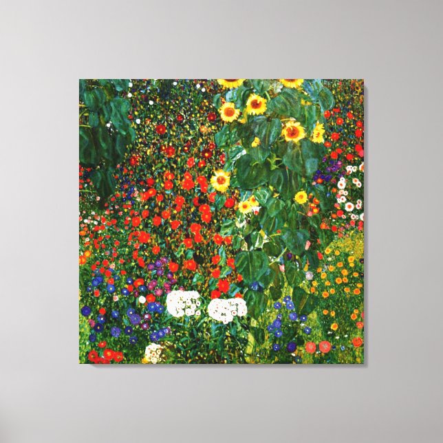 Toile Klimt - Jardin agricole avec tournesols (Recto)