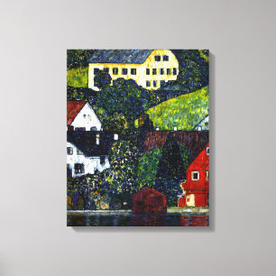 Toile Klimt - Maisons à Unterach sur l'Attersee