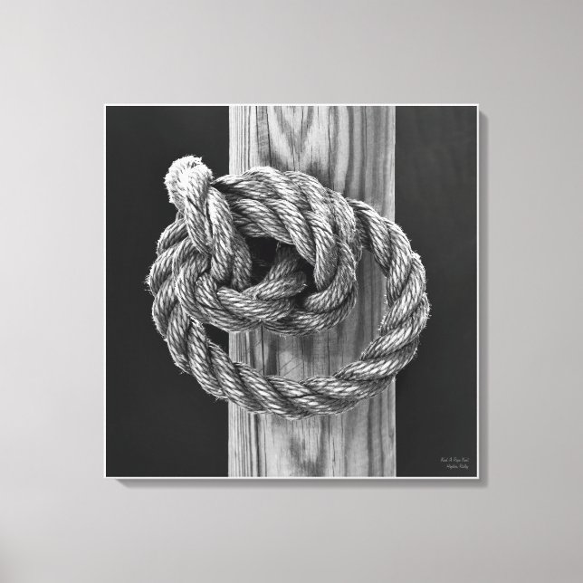Toile Knot A Rope Knot, fine art noir et blanc (Recto)