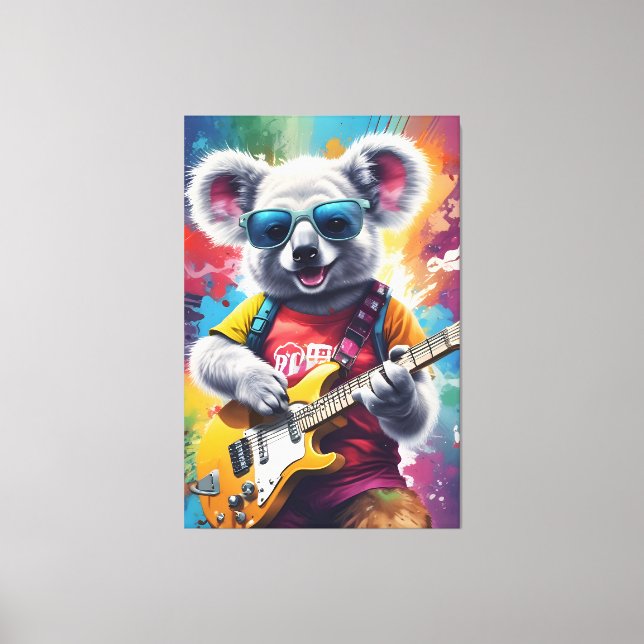 Toile Koala jouant de la guitare, du graffiti (Recto)