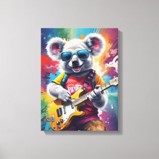 Toile Koala jouant de la guitare, du graffiti