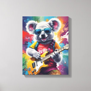 Toile Koala jouant de la guitare, du graffiti