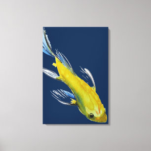 Toile Koi aquarelle japonaise jaune