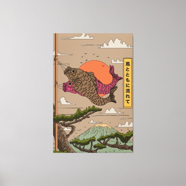 Toile Koinobori Coulant avec le Vent (Recto)