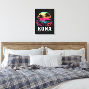 Toile Kona Hawaï Fleurs d'Hibiscus Hawaïennes Surfeur