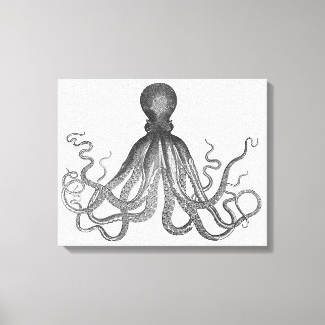 Toile Kraken - Octopus géant noir / Cthulu (Recto)