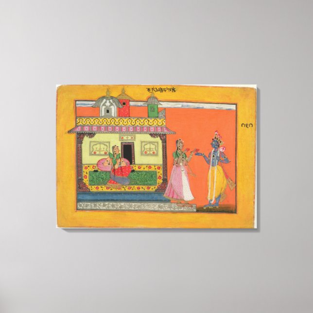 Toile Krishna arrivant chez Radha, illustration pour (Recto)