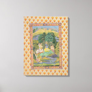 Toile Krishna et le Gopis (gouache sur le papier)