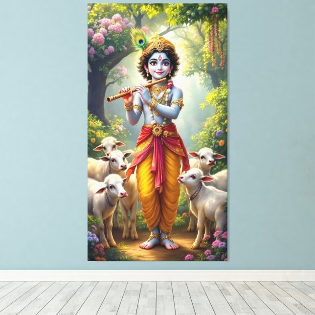 Toile Krishna, le Berger Divin (Insitu (Plancher de Bois))