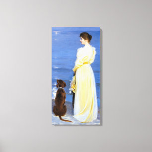 Toile Kroyer - La femme de l'artiste et le chien au bord