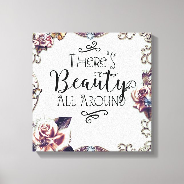 Toile La beauté tout autour des papillons et des Roses (Recto)