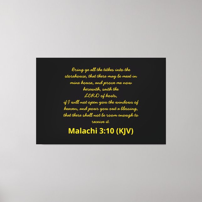 Toile La Bible contre Malachi 3:10 (KJV) Jour de l'An (Recto)