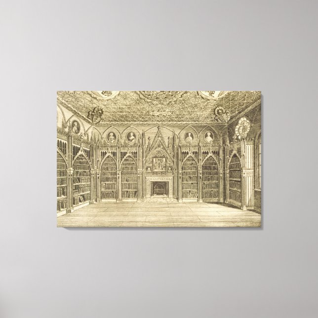 Toile La Bibliothèque, gravée par Godfrey, de 'Descripti (Recto)