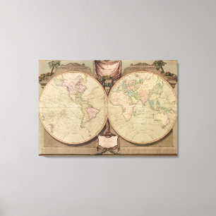 Toile La carte 1808 du monde d'antiquité par Laurie et