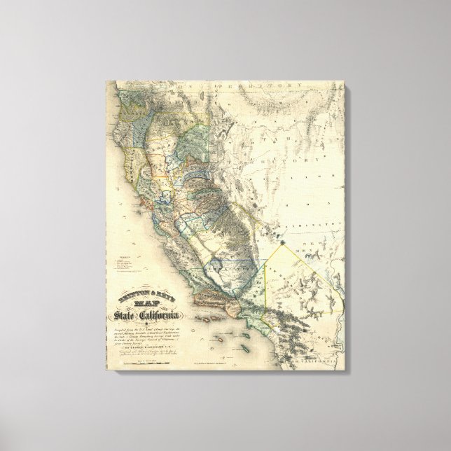 Toile La carte de la Californie de Britton et Rey (Recto)