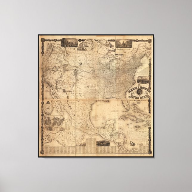 Toile La carte de Washington des États-Unis (1861) (Recto)