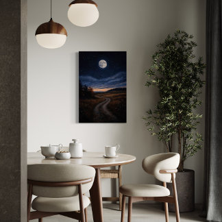 Toile La Chasse - Enchantant paysage de nuit de Pleine l