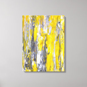Toile "L'a cloué" art abstrait gris et jaune