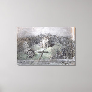 Toile La crucifixion (la semaine et gouache sur le