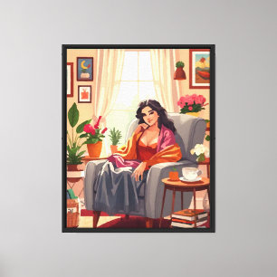 Toile La Dame sur la Chaise Un Sourire à Se Rappeler