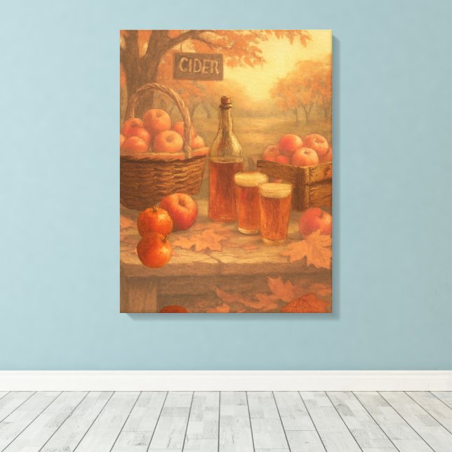 Toile La Dégustation de Cidre Rustique d'Automne (Insitu (Plancher de Bois))