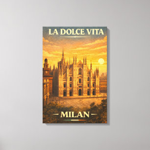 Toile La Dolce Vita - Affiche de voyage vintage de Milan