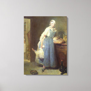 Toile La domestique de cuisine avec des dispositions,
