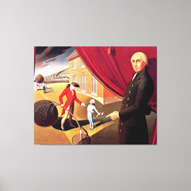 Toile La fable de Parson Weem, art de Grant Wood (Recto)