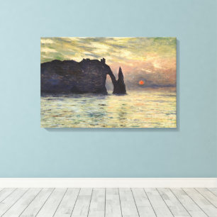 Toile La falaise d'Etretat, coucher de soleil de Claude 
