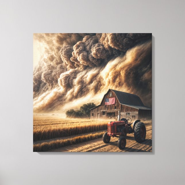 Toile La ferme Midwest Great Plains dans une tempête de  (Recto)