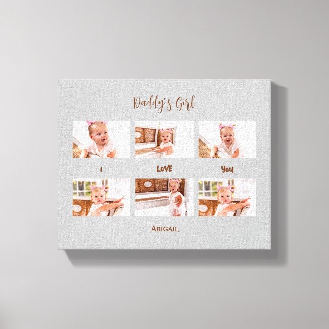 Toile La fille de papa Je t'aime Collage photo Grey (Recto)