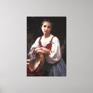 Toile La fille tzigane de Bouguereau avec un tambour bas